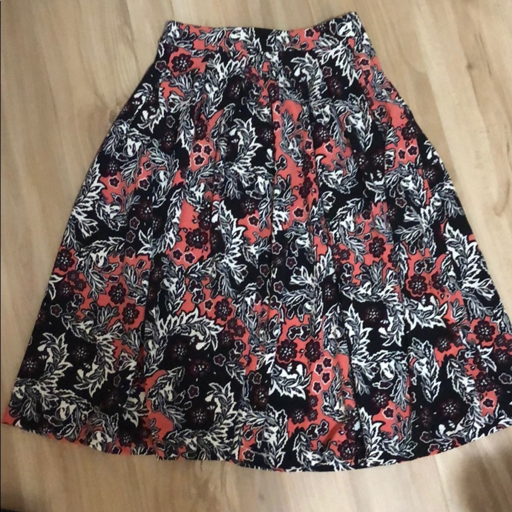 Pocket floral print midi skirt